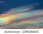 Beautiful iridescent cloud, Irisation. Skyscraper background.