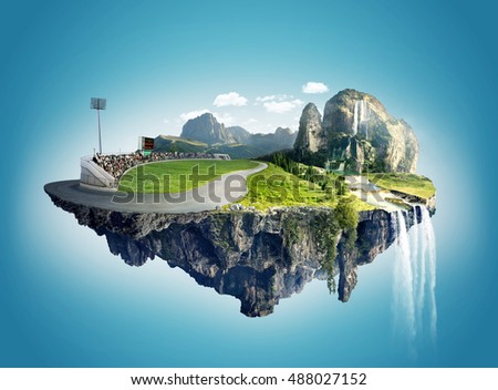 Beautiful island floating on sky