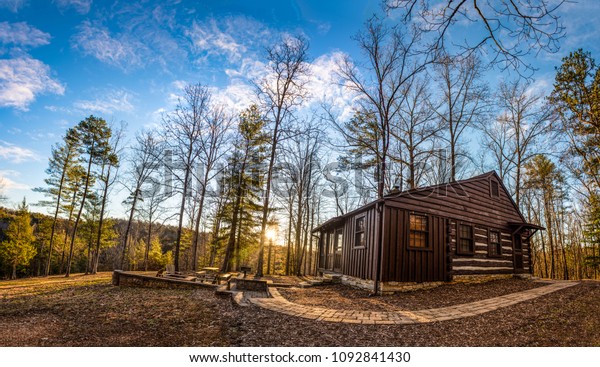 Beautiful Isolated Cabin Mountains Table Rock Stock Image