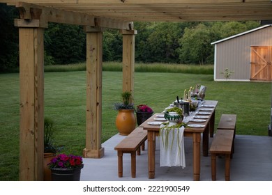 A Beautiful Italian Family Dinner In The Backyard. 