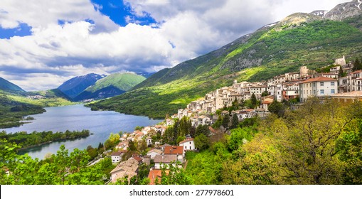 beautiful Italy series- panoramic view of lake of Barrea with vi