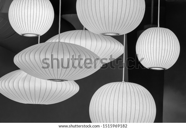 Beautiful Japanese Paper Ceiling Lamps Stock Photo Edit Now