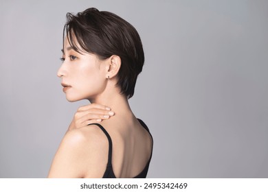 Beautiful Japanese woman with short hair - Powered by Shutterstock