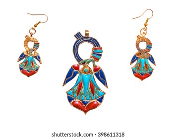 Beautiful Jewelry With Semiprecious Stones, Lapis Lazuli, Carnelian,  Earings For Woman In A Shape Of The Ancient Egyptian Lotus Flower Symbol, Ancient Egypt Design
