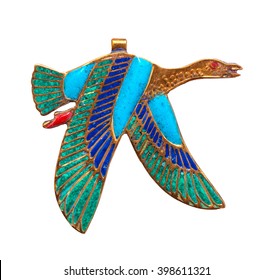 Beautiful Jewelry With Semiprecious Stones, Lapis Lazuli, Carnelian,  Necklace For Woman In A Shape Of The Ancient Egyptian Flying Goose With 2 Wings Symbol, Ancient Egypt Design