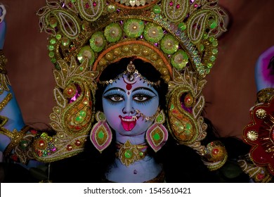 Beautiful Kali idol in pandals during Kali pujo in Kolkata