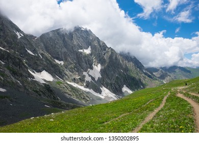 Beautiful Kashmir great lakes on mountain view with snow of Sonamarg, Jammu and Kashmir state, India. Is an Kishansar lake in the Himalayas range situated at a height of about 4,200 m. Hiking Trekking