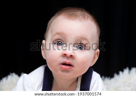 Similar – Image, Stock Photo Portrait of a three month old baby