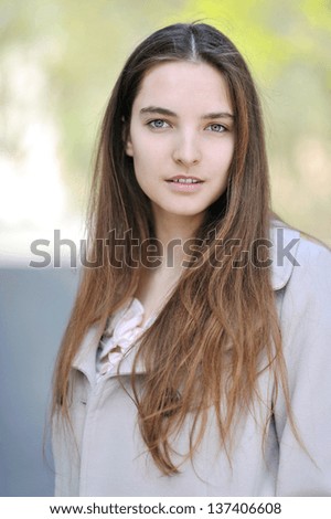 Beautiful Kind Girl Portrait Outdoor Close Up Beautiful Kind Girl Portrait Outdoor Close Up