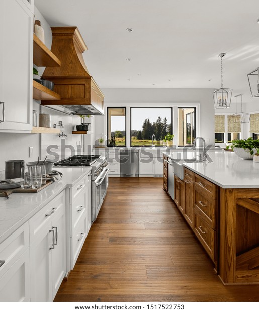 Beautiful Kitchen New Luxury Home Hardwood Stock Photo Edit Now