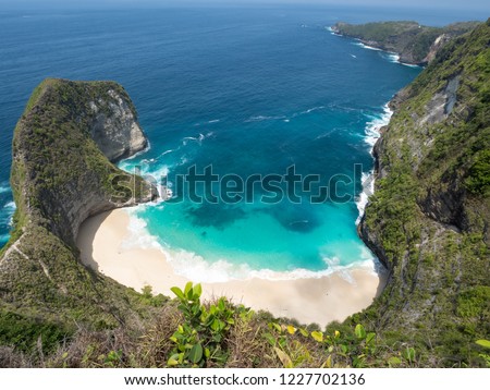 Beautiful Klingking Beach and rocks on the island of Nusa Penida near the island of Bali in Indonesia. October, 2018