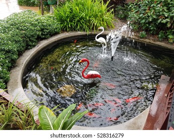 The Beautiful Koi Pond In The Garden