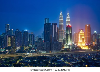Beautiful Kuala Lumpur city skyline at night - Shutterstock ID 1751308346