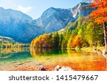 Beautiful lake in the Alps mountains, Austria. Autumn landscape