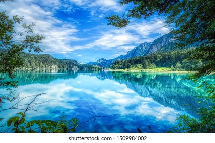 The Beautiful Lake Alpsee - Hohenschwangau In Alps Mountains Of Germany - Bavaria 