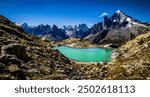 Beautiful lake in the mountains. Mountain lake view. Lake in mountains. Mountain lake landscape