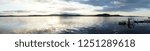 Beautiful lake panorama with clouds and reflection in Finland