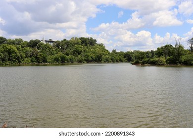 The Beautiful Lake View On A Sunny Day.