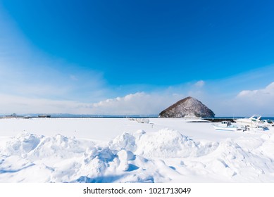 Beautiful Landscape Of Asamushi Onsen City Cover By Snow In Aomori Japan.