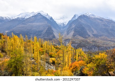 Beautiful landscape in autumn season at Hunza valley, Pakistan.