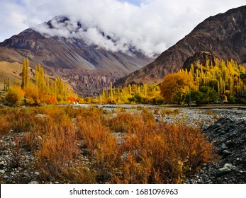 Beautiful landscape in autumn season at Yasin valley, Pakistan.