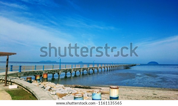 Beautiful Landscape Background Long Jetty Pantai Stock Photo