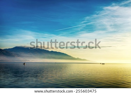 Beautiful landscape with boats and sea
