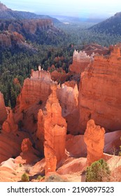 Beautiful landscape Bryce canyon, Utah, USA. View of hoodoo on view point in Bryce NP., coloured rock formations.
