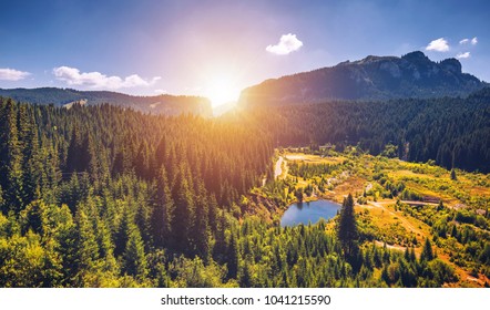 Beautiful landscape of Carpathian Mountains in Bucegi, Bolboci, Sinaia, Romania