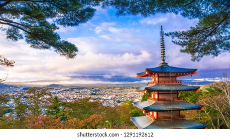 Beautiful landscape of Chureito pagoda on mountain fall season, Fujiyoshida Japan - Shutterstock ID 1291192612