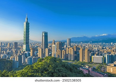 Beautiful landscape and cityscape of taipei 101 building and architecture in the city skyline with bluesky and white cloud at Taiwan - Powered by Shutterstock