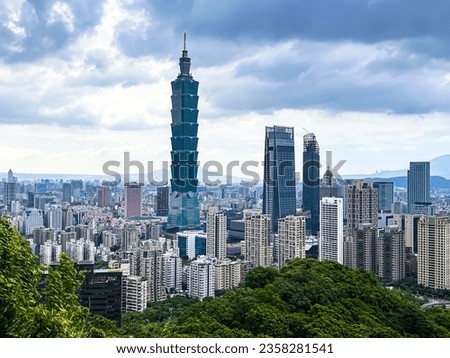 Beautiful landscape and cityscape of Taipei iconic buildings and architecture in the city skyline