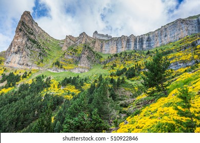 Beautiful Landscape Of Famous Ordesa National Park, Pyrenees, Spain.