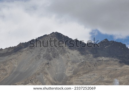 Beautiful Landscape of high altitude snow capped Mountains  in Leh, Ladakh, India.
