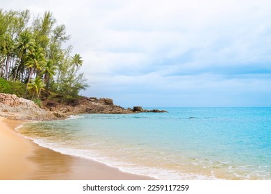 Beautiful landscape of the Indian Ocean coast with a rocky beach on the island of Phuket, Thailand - Shutterstock ID 2259117259