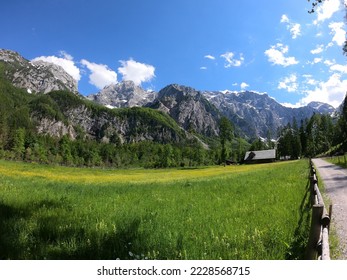Beautiful landscape of Logarska valley in Alpes, Slovenia road ti Rinka waterfall - Shutterstock ID 2228568715