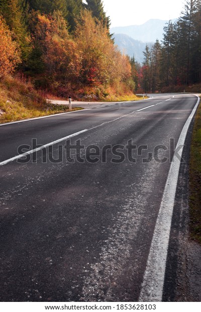 beautiful landscape. mountain road - road in the\
mountains of austria.\
autumn\
