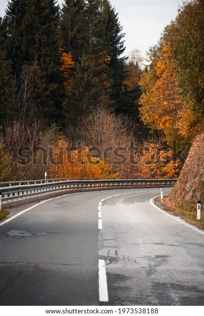 beautiful landscape. mountain road - road in the\
mountains of austria.\
autumn\
