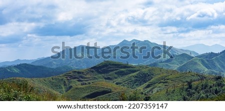 Beautiful landscape of Noen Chang Suek (Battle Elephant Hill) mountain view point is Thailand and Myanmar border crossing point. Mountain view point scenic west in Thongphaphum Kanchanaburi,Thailand.