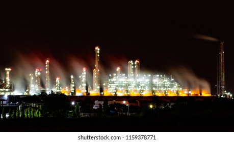 Beautiful landscape of Oil and gas industry factory, refinery and  petrochemical plant