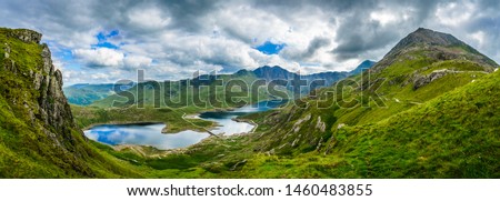 Beautiful landscape panorama of Snowdonia National Park in North Wales. UK