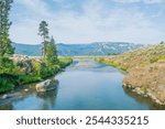 Beautiful landscape photo of the Lamar River in Yellowstone National Park, Wyoming, on a beautiful summer day.