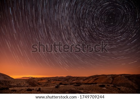 Beautiful landscape of the starry night sky, magical stars, amazing desertic mountains, Lebanon