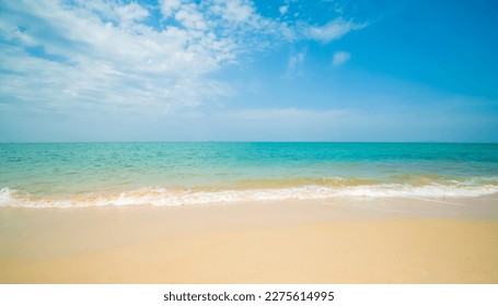 Beautiful Landscape summer panorama front view wide tropical sea beach white sand clean and blue sky background calm Nature ocean Beautiful  wave water travel at Sai Kaew Beach thailand Chonburi  - Shutterstock ID 2275614995