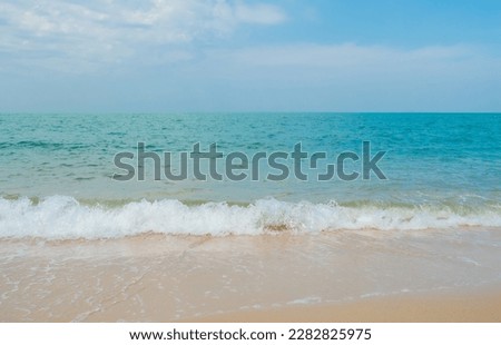 Beautiful Landscape summer panorama front view wide tropical sea beach white sand clean and blue sky background calm Nature ocean Beautiful  wave water travel at Sai Kaew Beach thailand Chonburi 