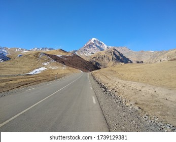 A Beautiful Landscape Surrounding The Road To Kazbegi National Park In Kazbegi Municipality, Georgia