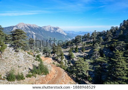 Beautiful landscape of Taurus mountains nature on famous touristic Lycian Way touristy path in Turkey