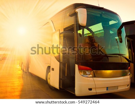 beautiful landscape tourist bus travel transport background