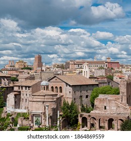 Beautiful landscape urban under a cloudy summer sky and historical view of the Rome, street, urban life of the big and ancient city. - Shutterstock ID 1864869559