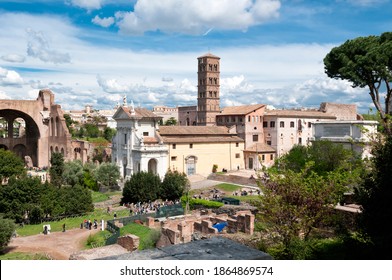 Beautiful landscape urban under a cloudy summer sky and historical view of the Rome, street, urban life of the big and ancient city. - Shutterstock ID 1864869574